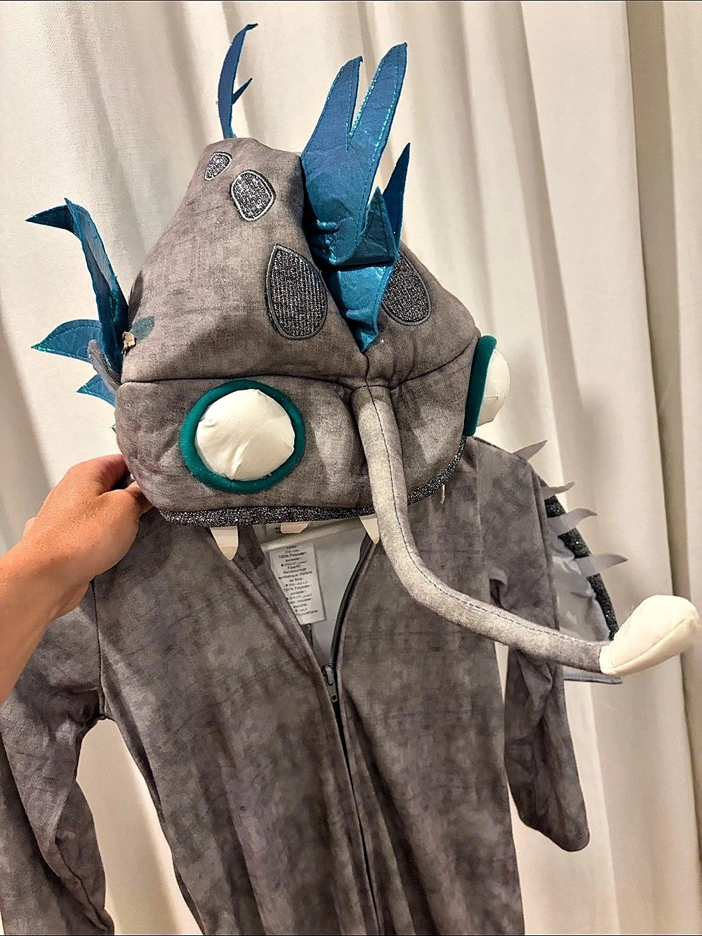 Pottery Barn Kids Glow-in-the-Dark Anglerfish Halloween Costume Gray & Blue